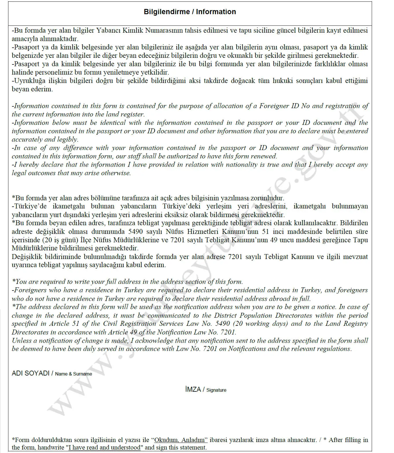 Foreign Identity Declaration Form sample – page 2